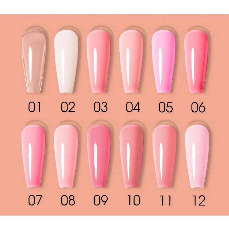 Beautilux Soak Off Contruction Nails Gel Kit 10g*12pcs Clear Pink White Camouflage UV LED Construction Extension Art Set