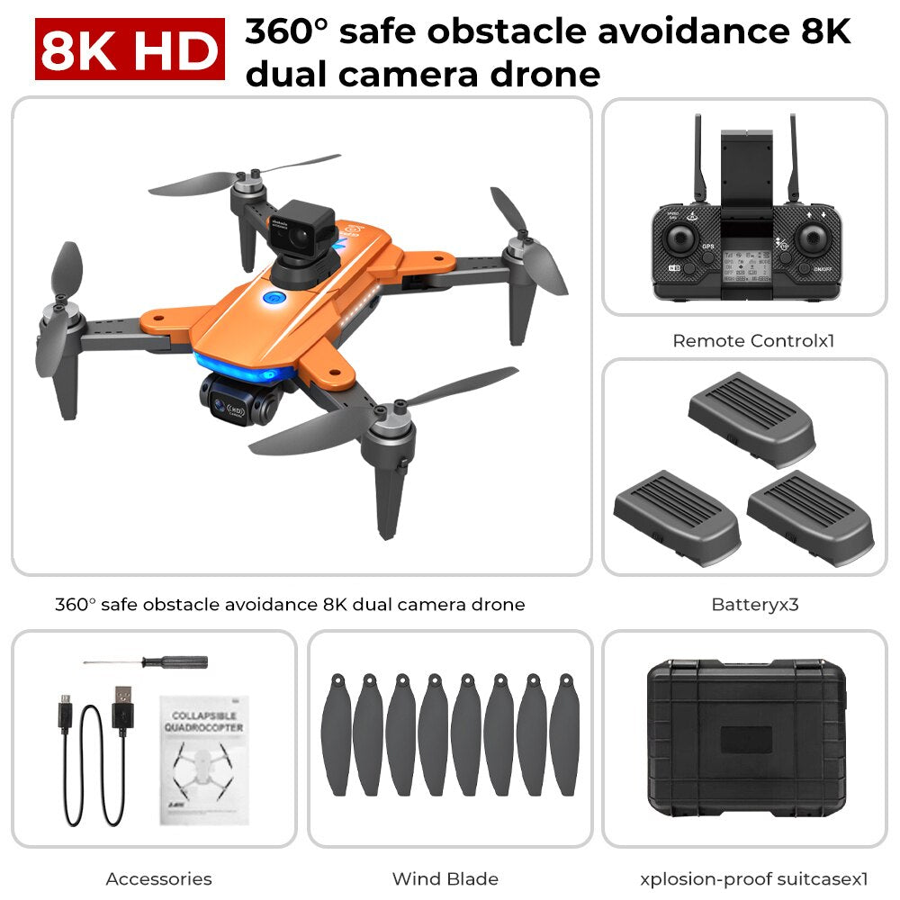 HJ90 PRO GPS Drone 8K Dual HD Câmera Obstáculo Evitar o Tempo de Flighting 35Min 5G WIFI FPV Dobrável Quadcopter RC Dron Presentes