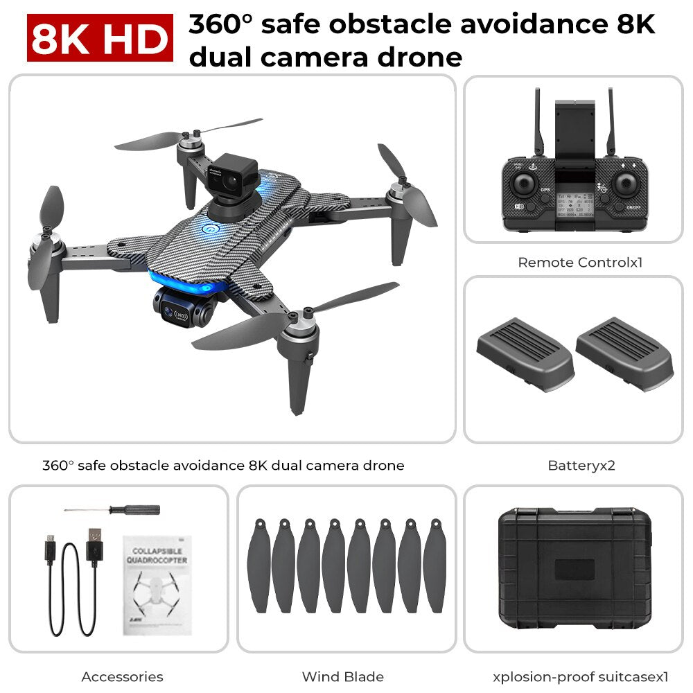HJ90 PRO GPS Drone 8K Dual HD Câmera Obstáculo Evitar o Tempo de Flighting 35Min 5G WIFI FPV Dobrável Quadcopter RC Dron Presentes
