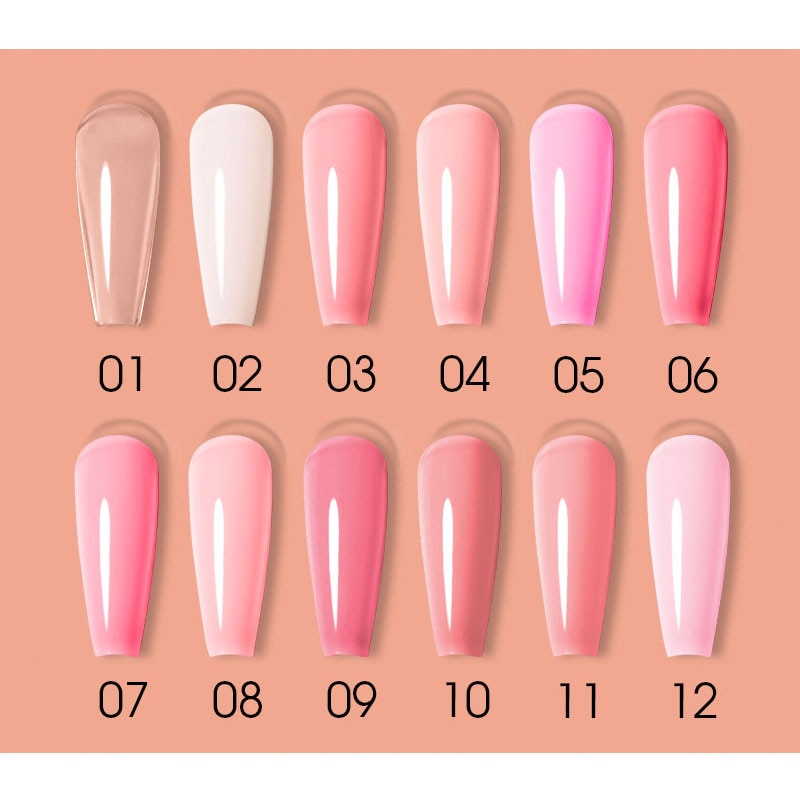 Beautilux Soak Off Contruction Nails Gel Kit 10g*12pcs Clear Pink White Camouflage UV LED Construction Extension Art Set