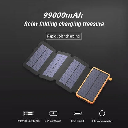 50000mAh Waterproof Solar Power Bank Outdoor Camping Portable Folding Solar Panels 5V 2A USB Output Device Sun Power For iPhone