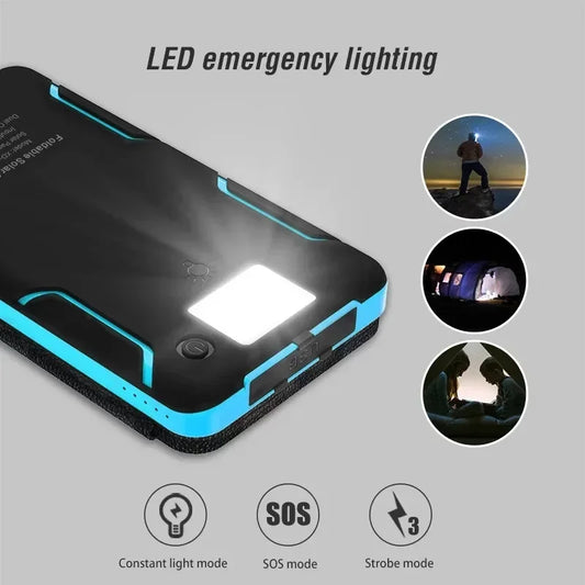 50000mAh Waterproof Solar Power Bank Outdoor Camping Portable Folding Solar Panels 5V 2A USB Output Device Sun Power For iPhone