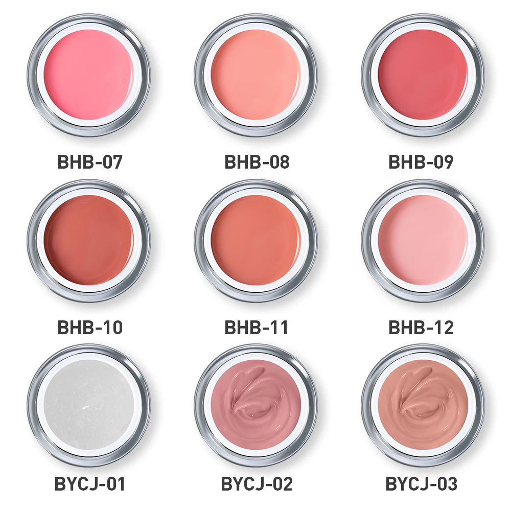 Beautilux Soak Off Hard Builder Nail Art Gel UV LED Clear Pink Nude Camouflage Milky Nail Enhancement Extension Gel Nails 10g