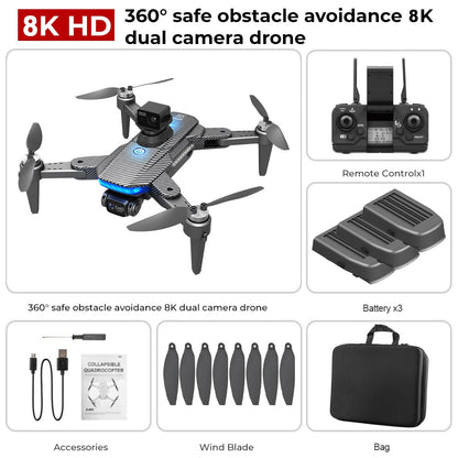 HJ90 PRO GPS Drone 8K Dual HD Câmera Obstáculo Evitar o Tempo de Flighting 35Min 5G WIFI FPV Dobrável Quadcopter RC Dron Presentes