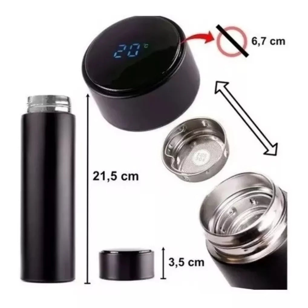 Garrafa Térmica Inteligente Sensor De Temperatura Digital Led -  Café, Água, Quente, Gelado