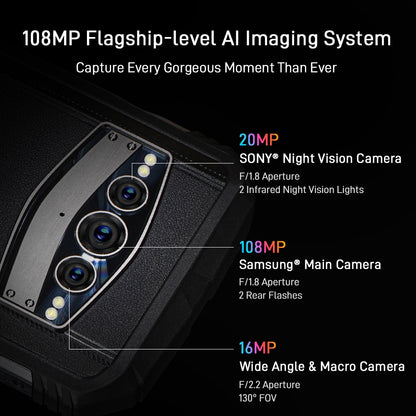 DOOGEE V30 eSIM Dual Speakers 5G Rugged Phone 8+256GB Dimensity 900 Wifi 6 Soc 6nm 6.58"FHD 120Hz Display 108MP Camera 10800mAh