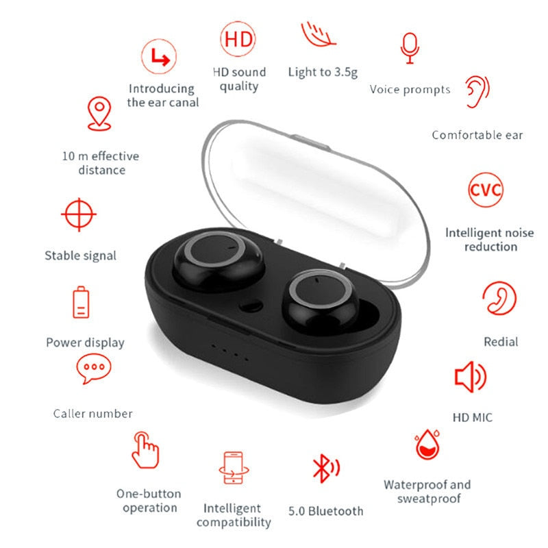 2022 New Y50 TWS Wireless Headset Bluetooth Headset Touch 9D Stereo Headset With microphone Sports headset for smart phones