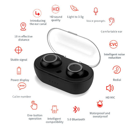 2022 New Y50 TWS Wireless Headset Bluetooth Headset Touch 9D Stereo Headset With microphone Sports headset for smart phones